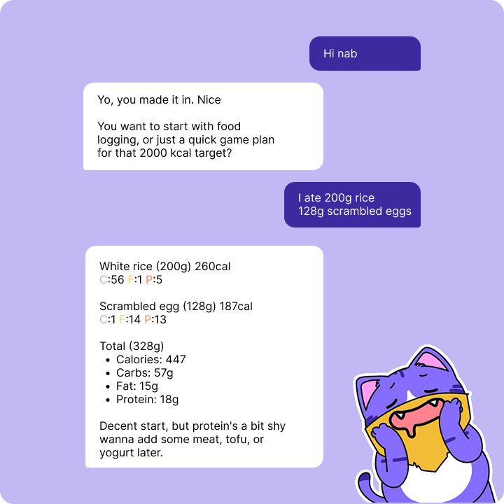 Chat-based food logging